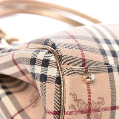 Burberry Haymarket Check Tote Gold 10 of 22