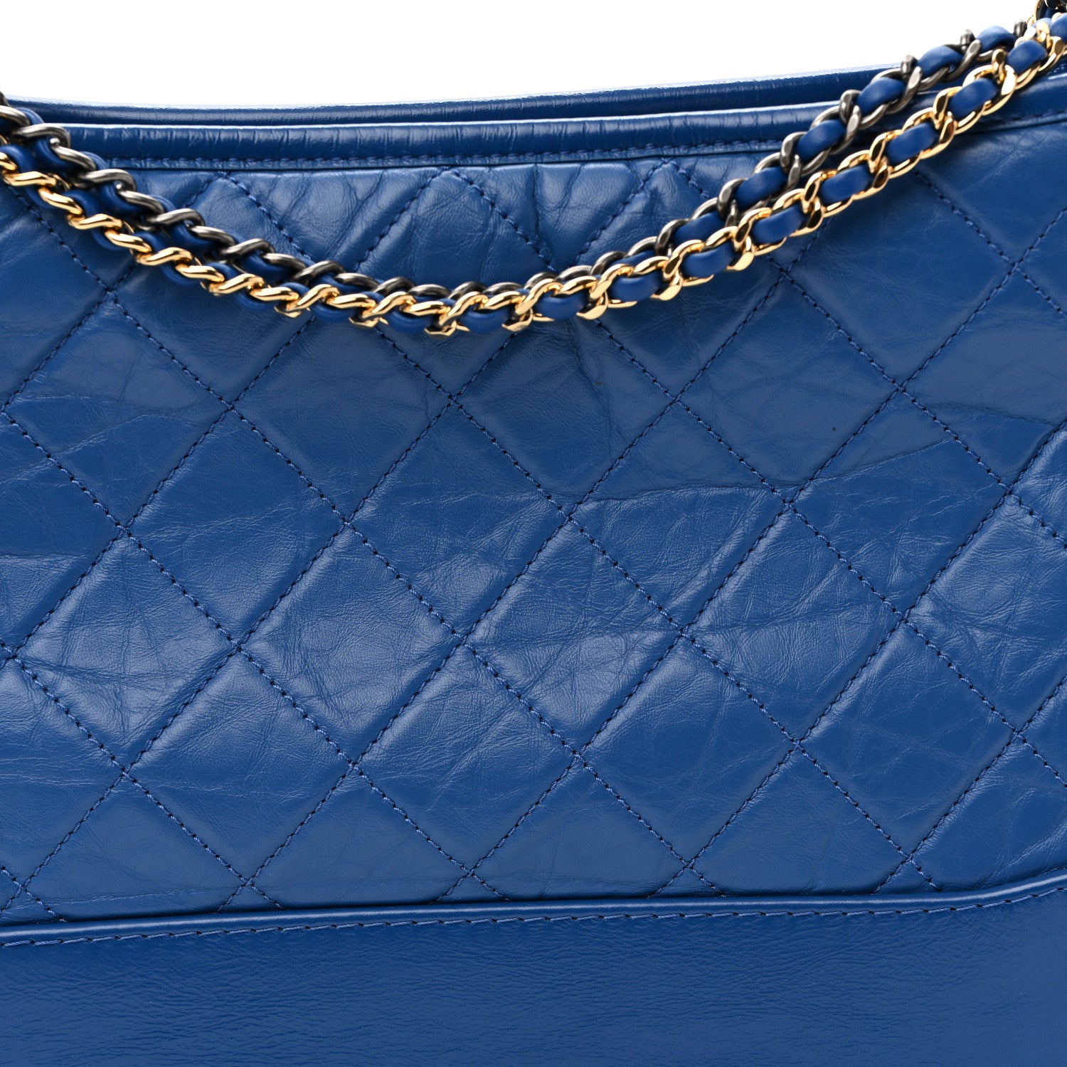 Chanel Aged Calfskin Quilted Medium Gabrielle Hobo Blue 8 of 10