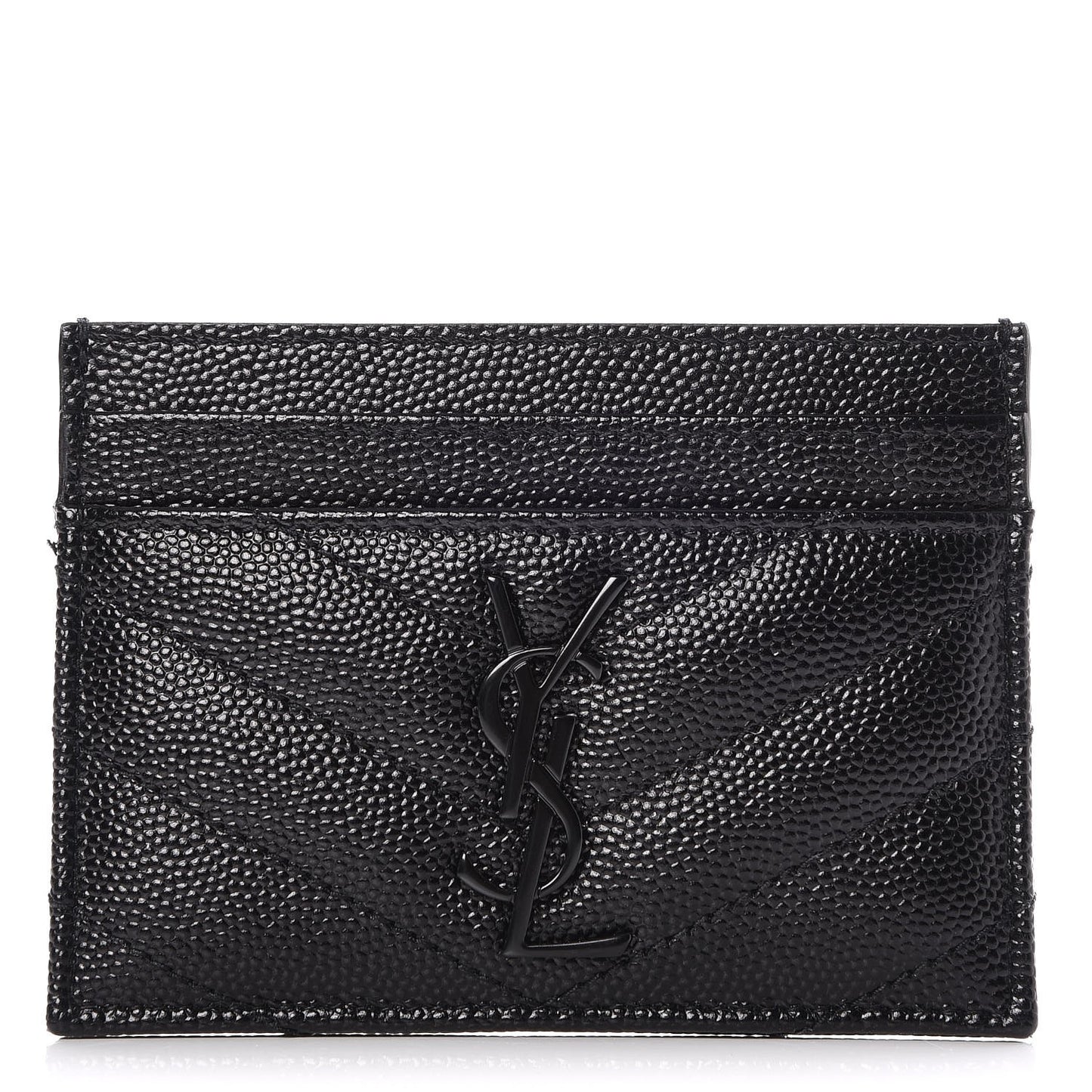 Grain De Poudre Matelasse Chevron Monogram Credit Card Case Black
