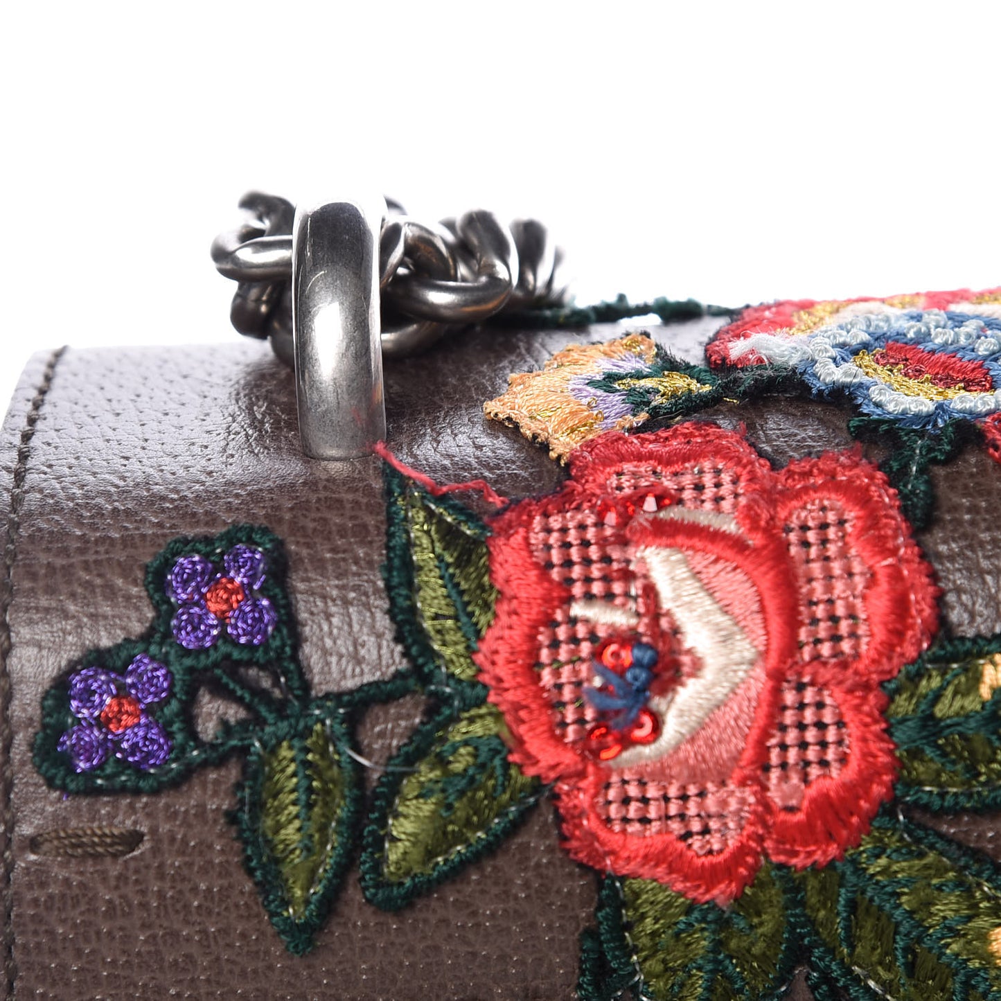 Calfskin Web Owl Embroidered Medium Dionysus Shoulder Bag New Acero Multicolor