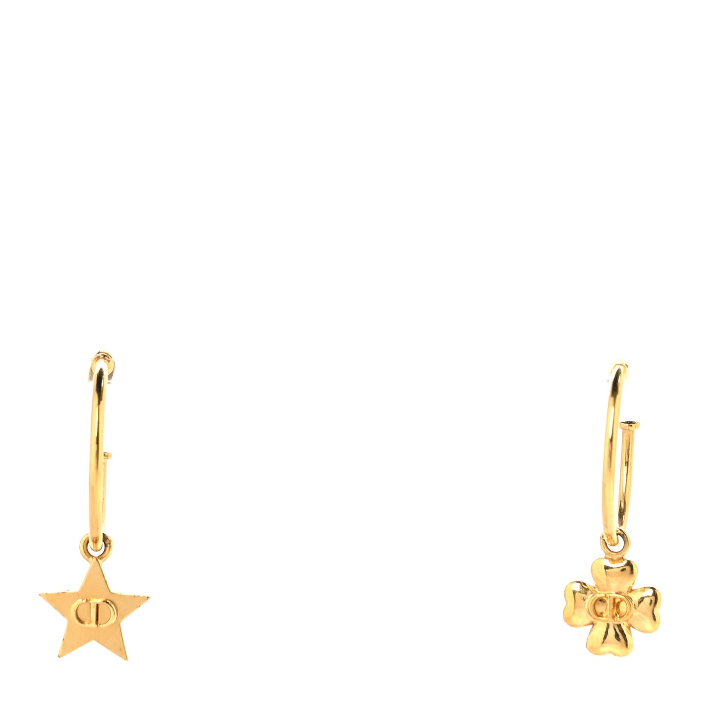 Metal Star Clover Hoop Earrings Gold
