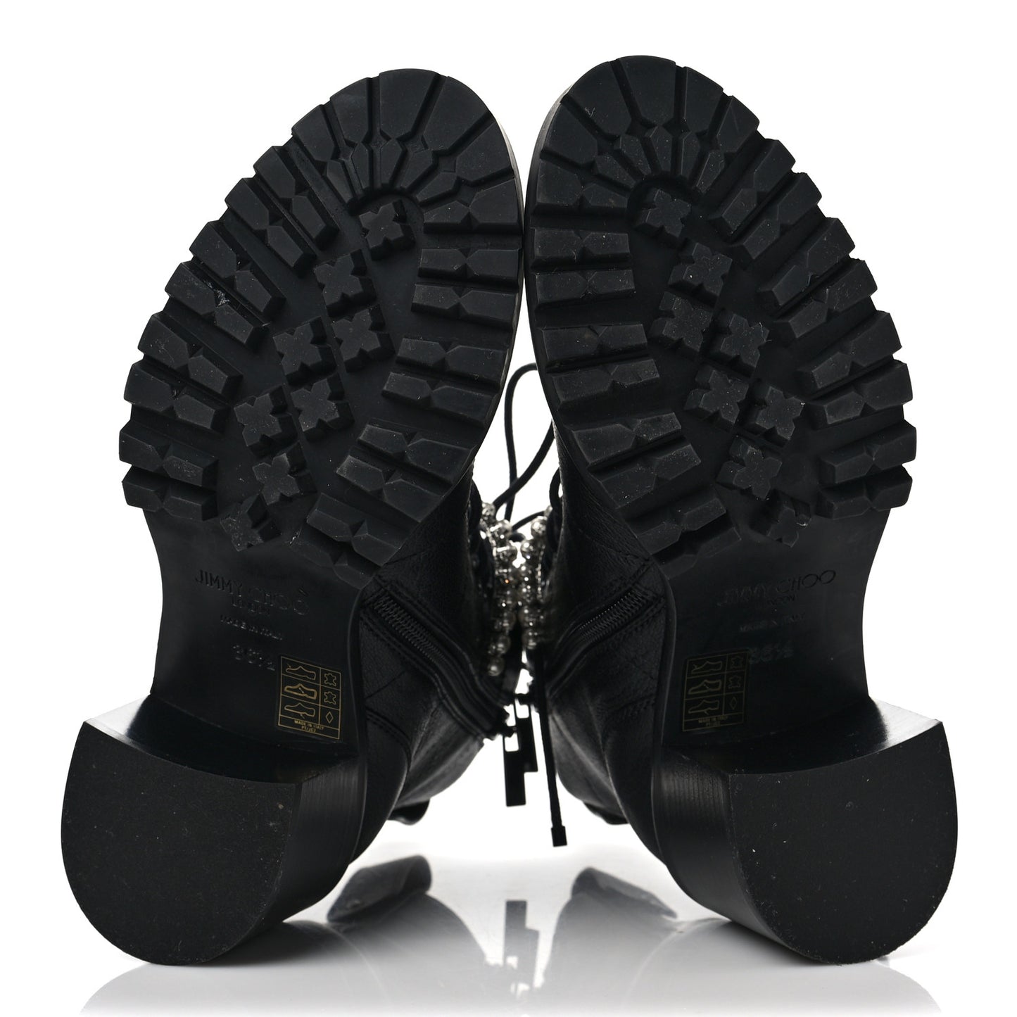 Grained Goatskin Pearl Crystal Embellished Cruz Combat Boots 36.5 Black