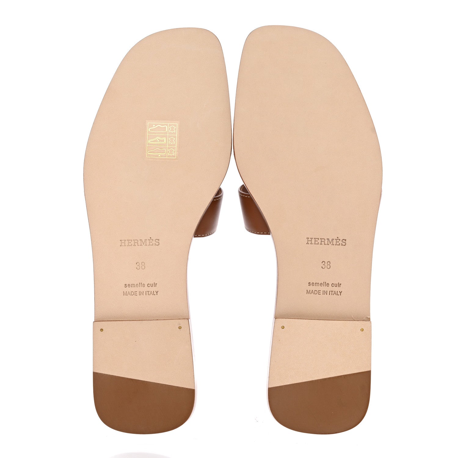 Hermes Box Calfskin Oran Sandals 38 Gold 5 of 10