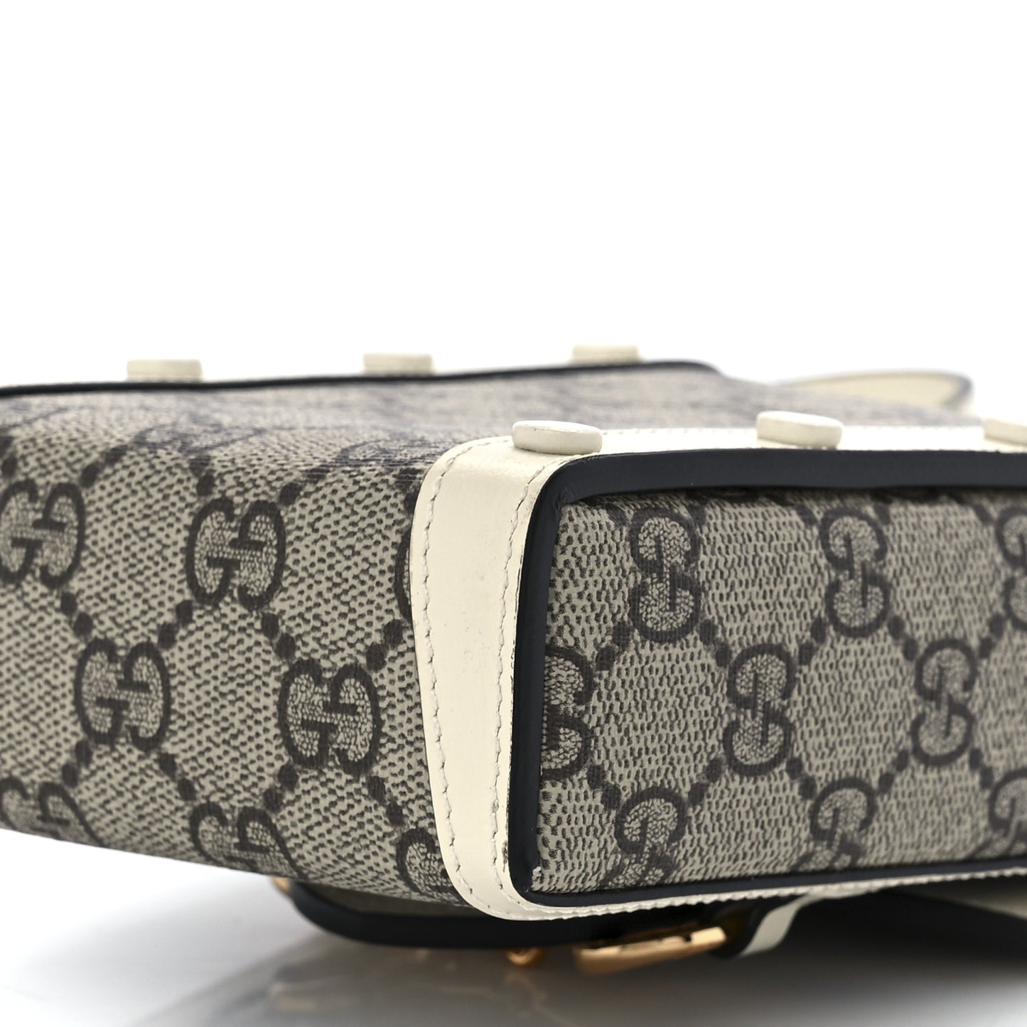 GG Supreme Monogram Azalea Calfskin Mini Horsebit 1955 Crossbody Bag Beige Ebony Mystic White