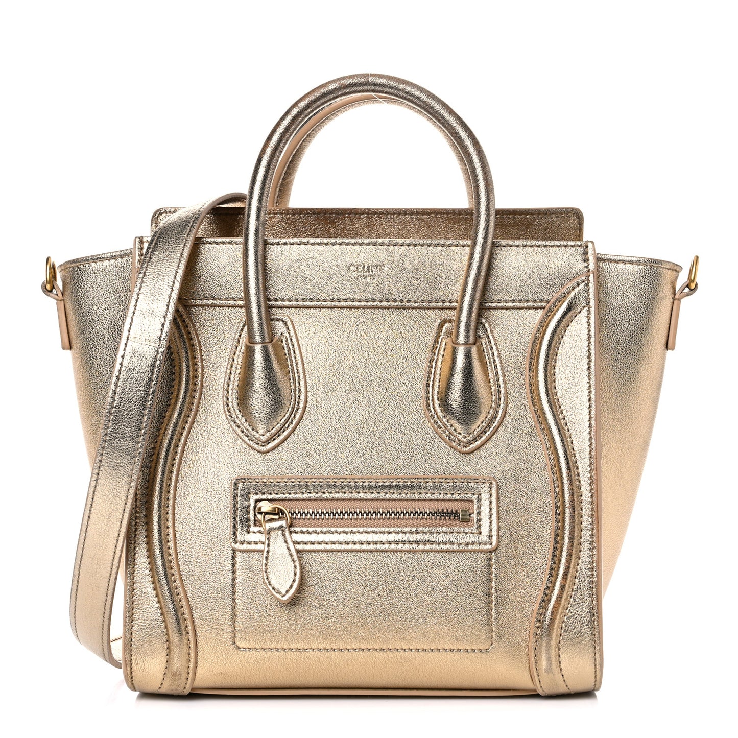 Laminated Lambskin Nano Luggage Gold