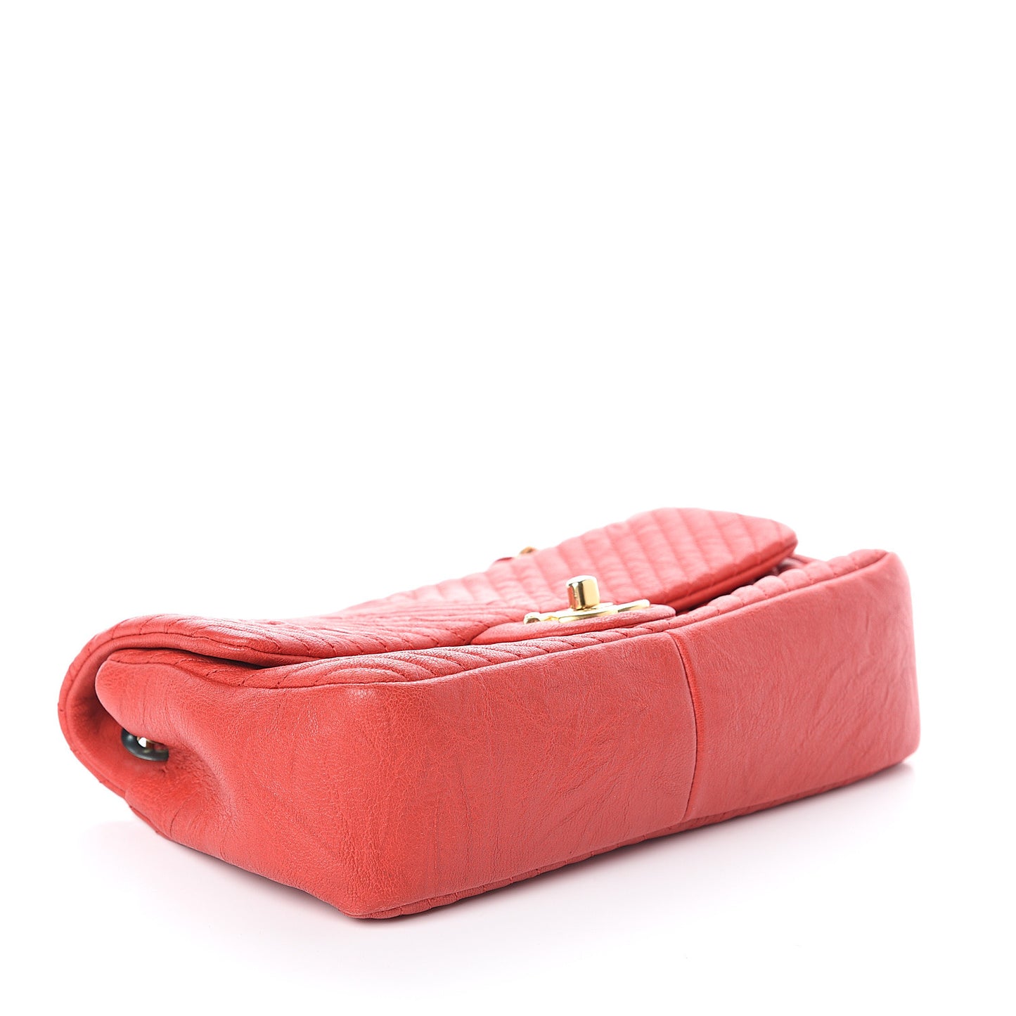 Calfskin Surpique Chevron Small Flap Red