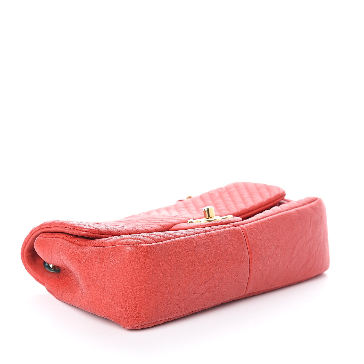 Chanel Calfskin Surpique Chevron Small Flap Red 3 of 8