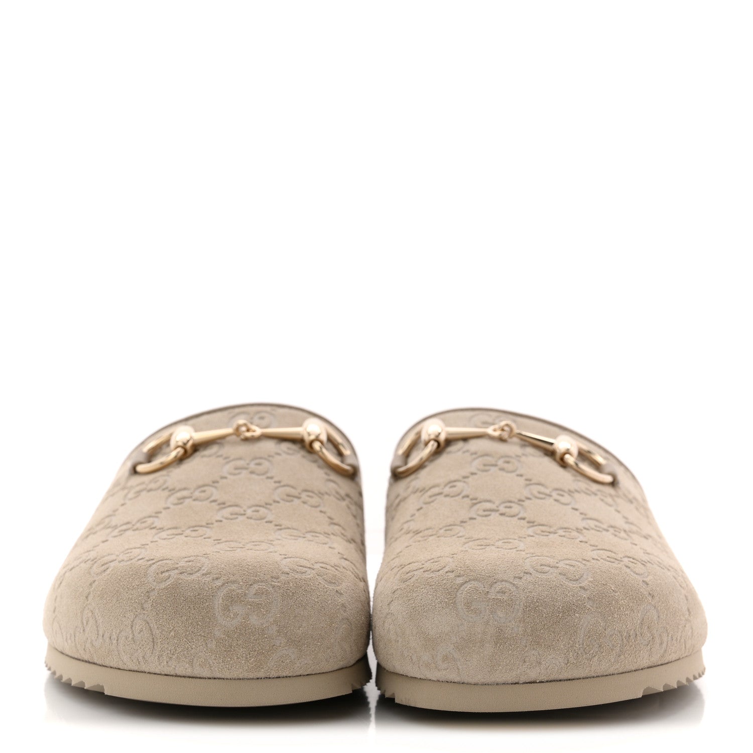 Gucci Suede GG Guccissima Womens Horsebit Mules 38.5 Beige 5 of 22