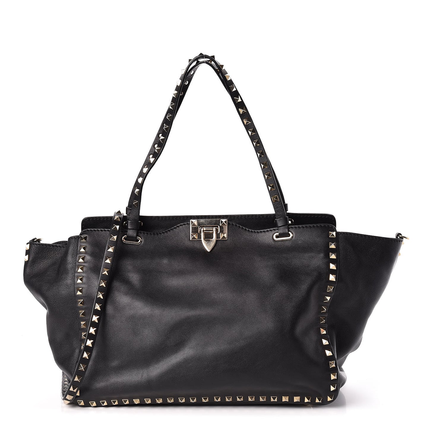 Vitello Medium Rockstud Tote Black