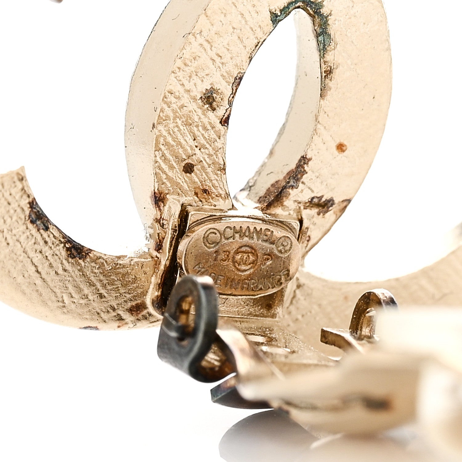 Chanel Textured CC Clip On Earrings Gold 4 of 7
