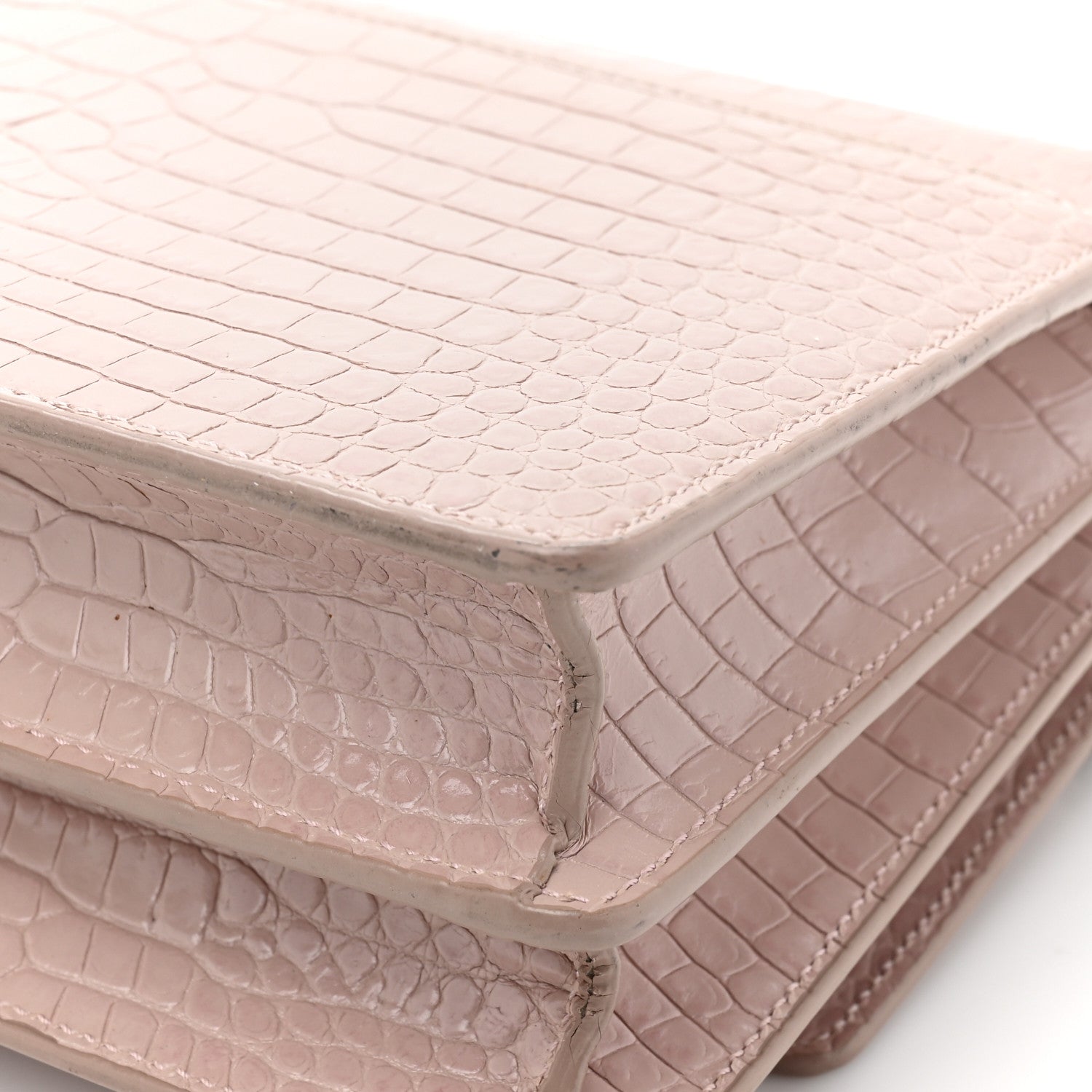 Saint Laurent Calfskin Crocodile Embossed Medium Monogram Sunset Powder Pink 22 of 22