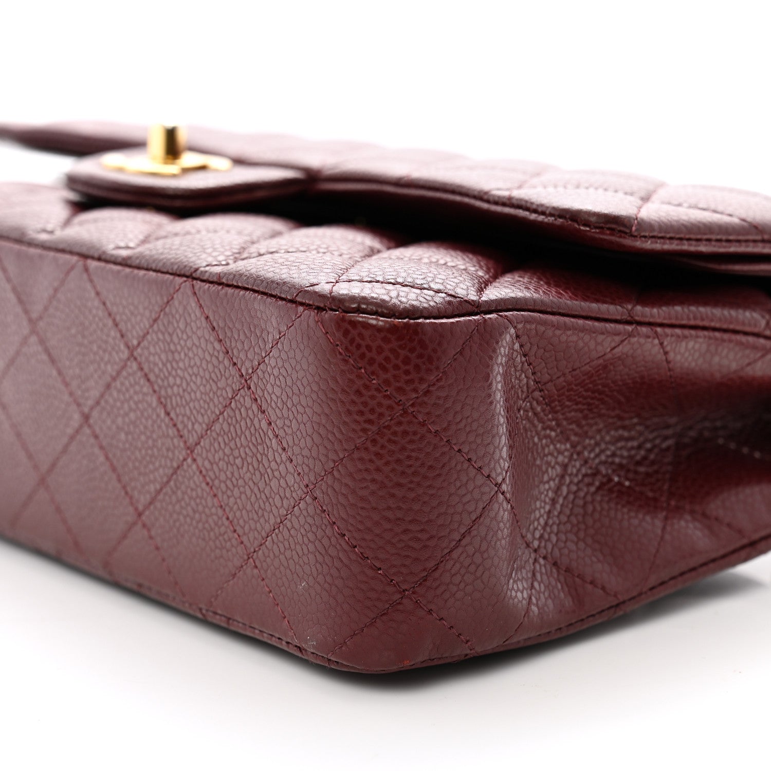 Chanel Caviar Quilted Medium Double Flap Burgundy 10 of 11