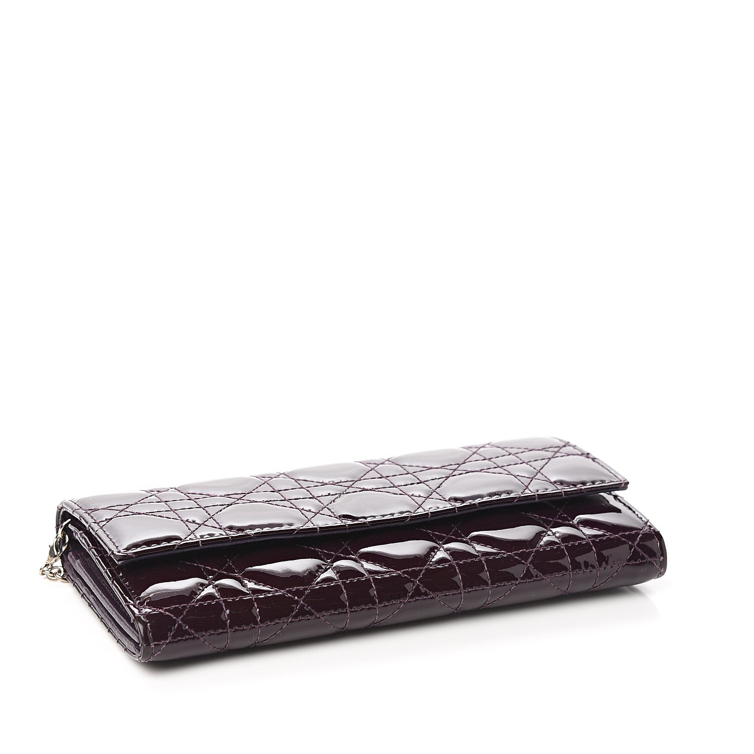 Christian Dior Patent Cannage Rendezvous Chain Wallet Purple 3 of 6