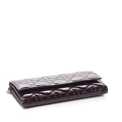 Christian Dior Patent Cannage Rendezvous Chain Wallet Purple 3 of 6