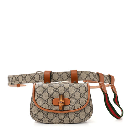 Gucci GG Supreme Monogram Web Bamboo Mini 1947 Belt Bag 85 34 Beige 1 of 10