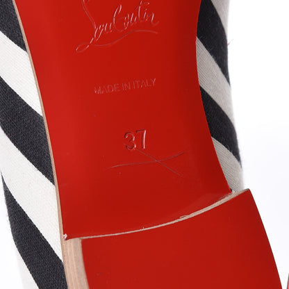 Christian Louboutin Toile Rayee Patent Spikes Womens Intern Flat Loafers 37 Black Poudre 9 of 10