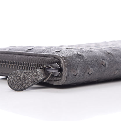 Bottega Veneta Ostrich Intrecciato Zip Around Wallet Ardoise 7 of 11