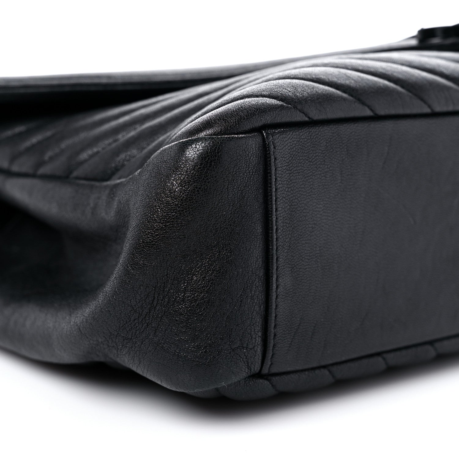 Saint Laurent Sheepskin Matelasse Chevron Monogram Monochrome Large College Satchel Black 9 of 13