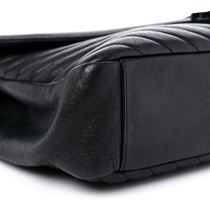 Saint Laurent Sheepskin Matelasse Chevron Monogram Monochrome Large College Satchel Black 9 of 13