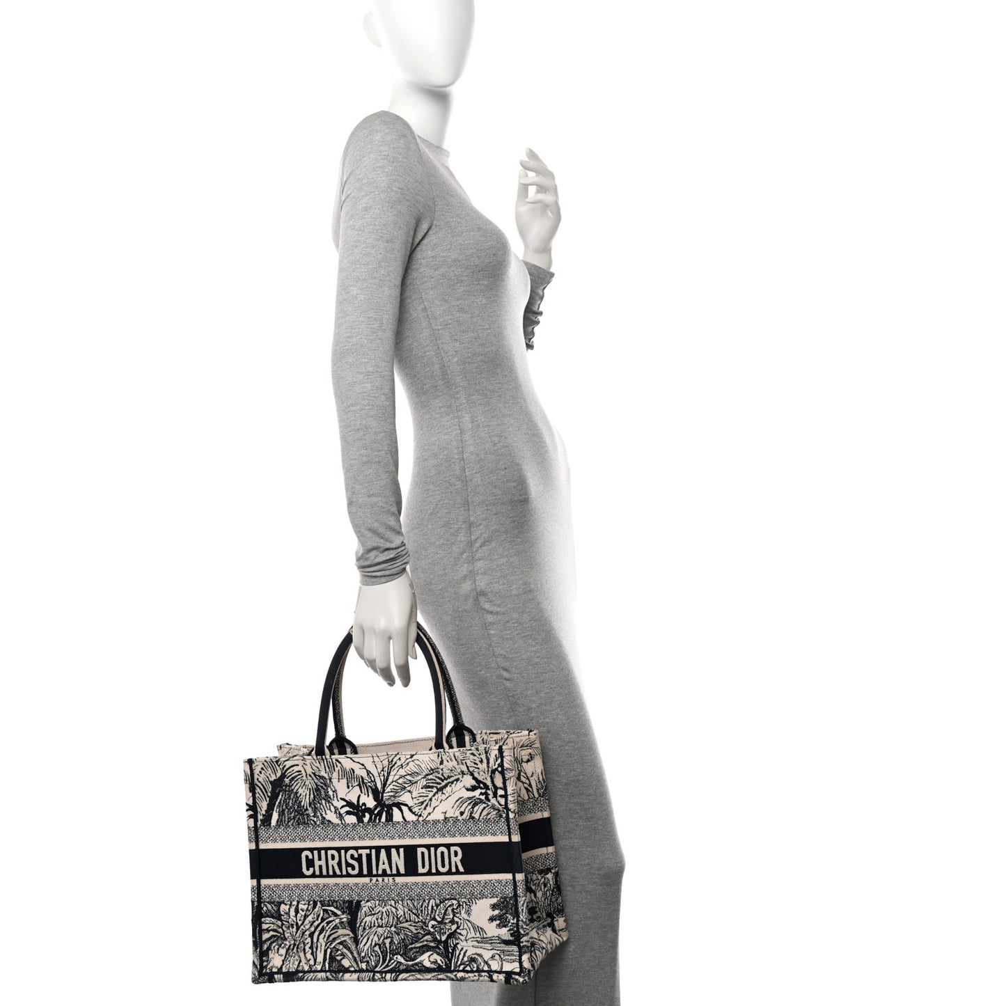 Canvas Embroidered Medium Palms Toile De Jouy Book Tote Blue