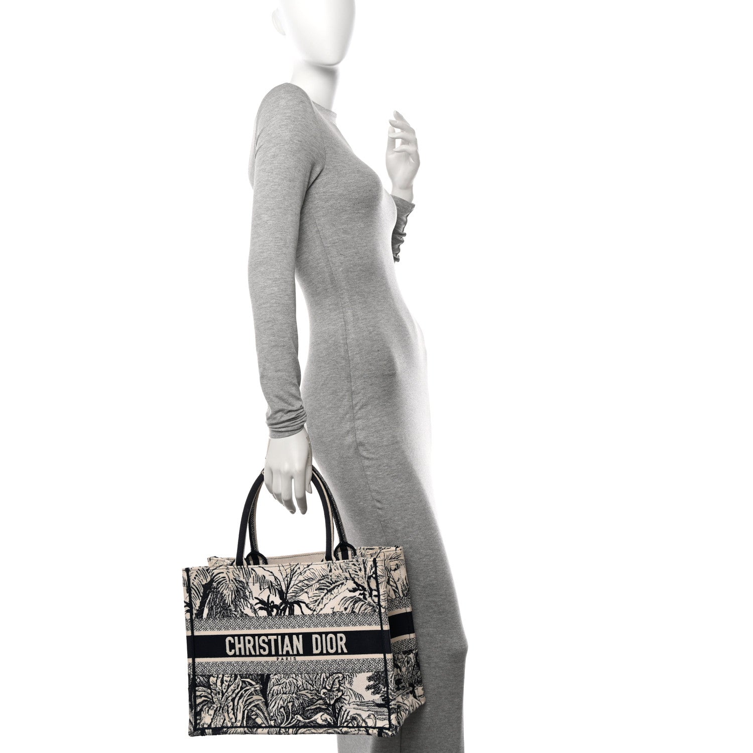 Christian Dior Canvas Embroidered Medium Palms Toile De Jouy Book Tote Blue 2 of 17