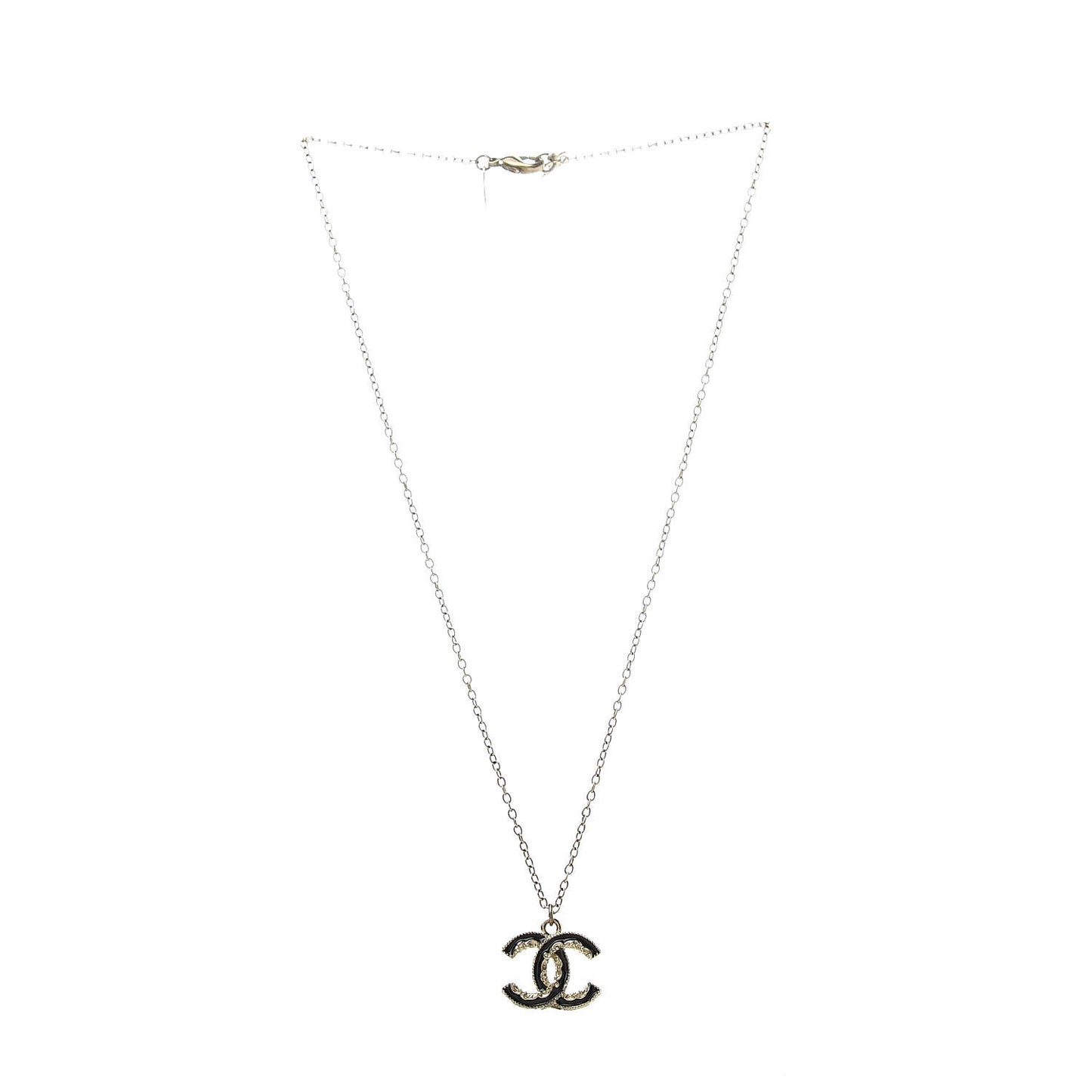 Enamel CC Baroque Necklace Black Gold