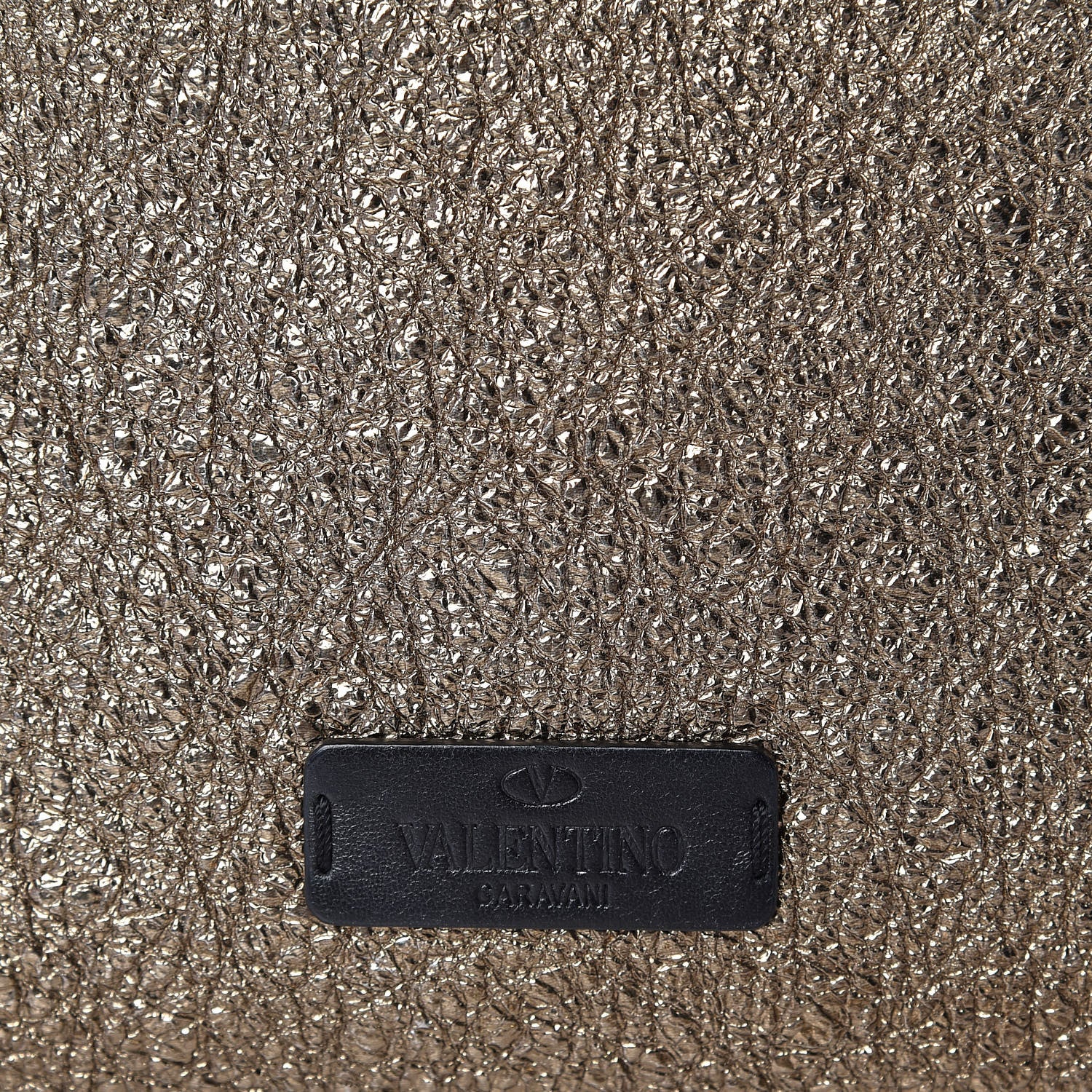 Valentino Garavani Metallic Calfskin V Rivet Chain Clutch Platinum 9 of 11