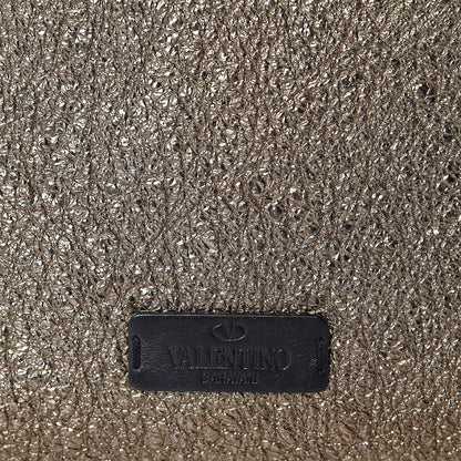 Valentino Garavani Metallic Calfskin V Rivet Chain Clutch Platinum 9 of 11