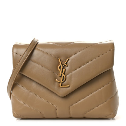 Saint Laurent Calfskin Y Quilted Monogram Toy Loulou Crossbody Bag Dark Latte 1 of 12