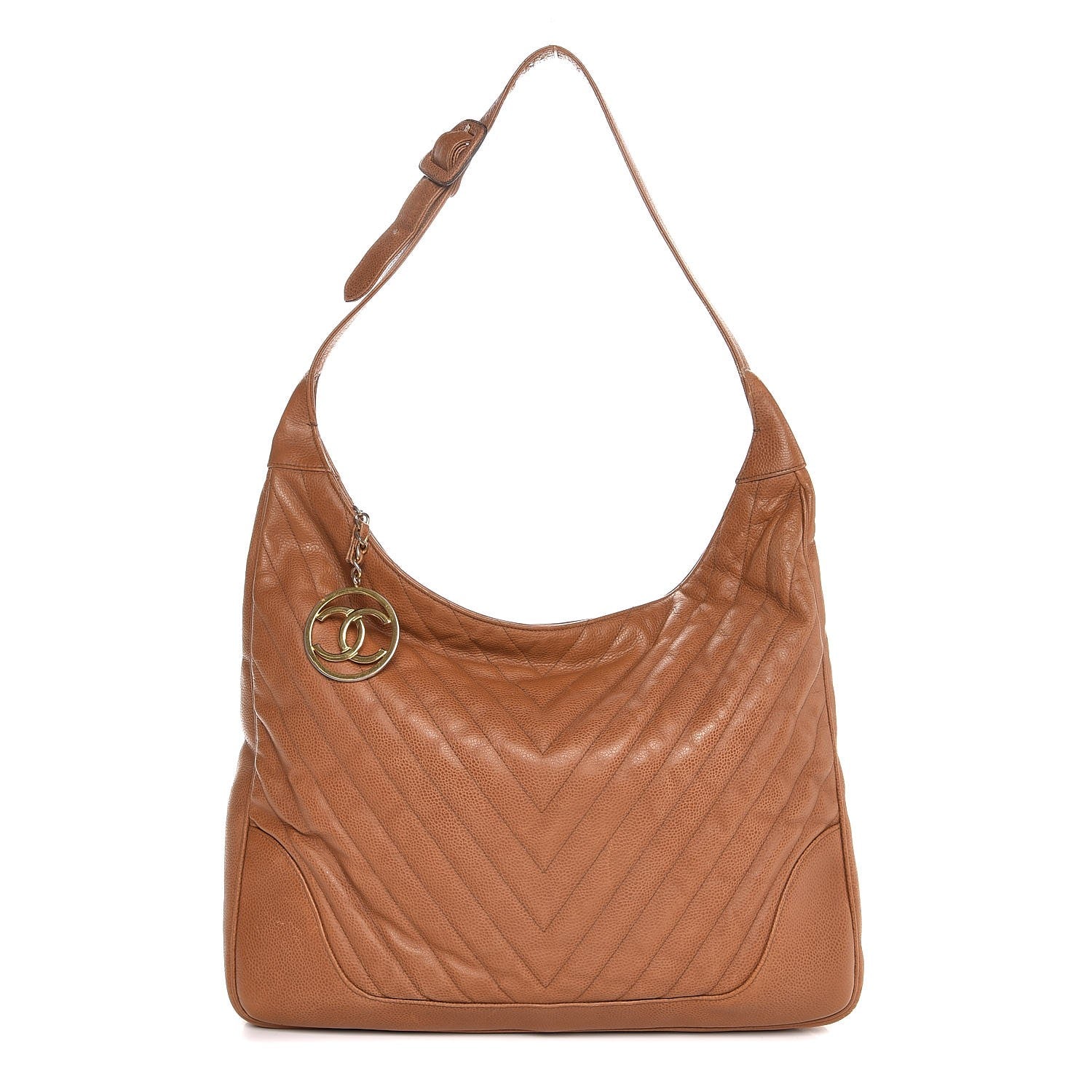 Chanel Caviar Chevron Quilted Hobo Beige 1 of 10