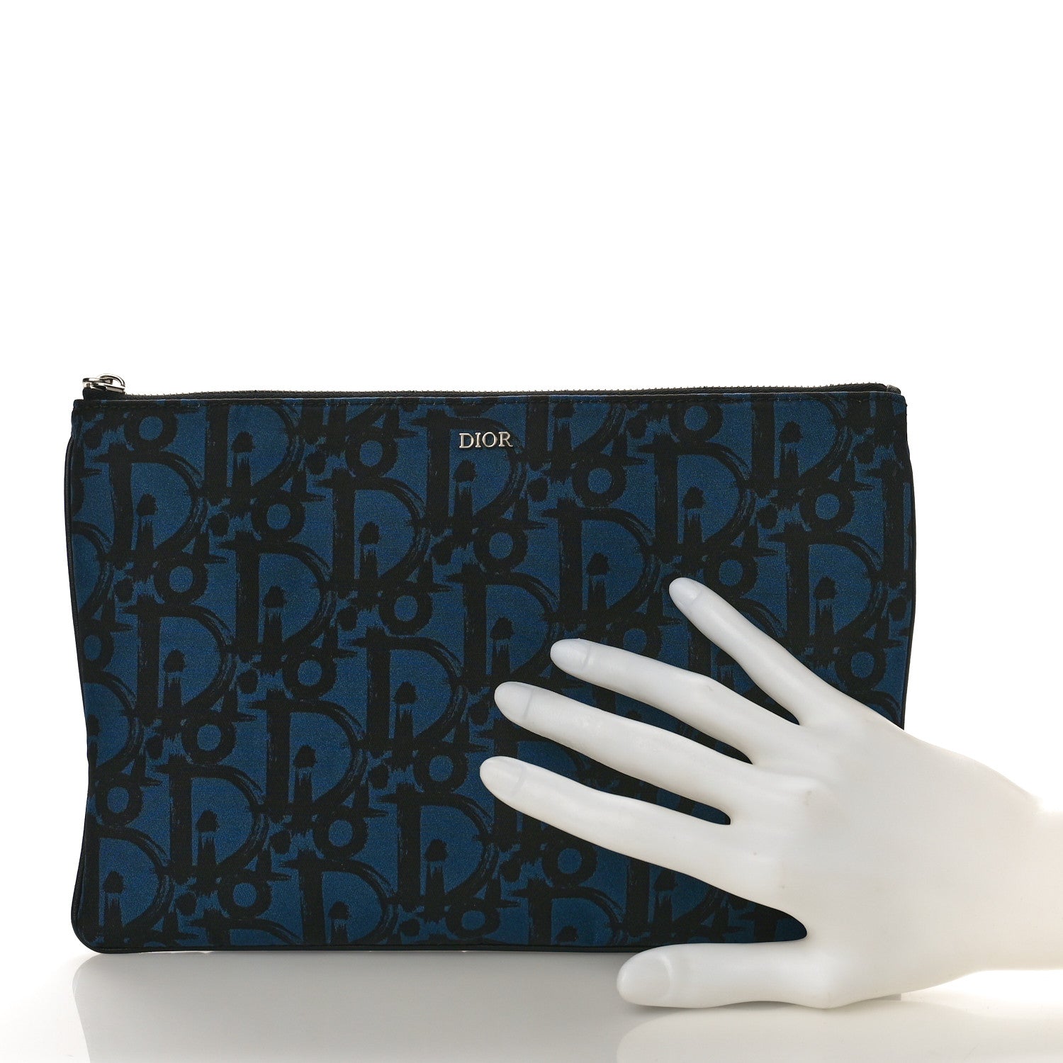 Christian Dior Nylon Printed Cosmetic Pouch Blue 2 of 8