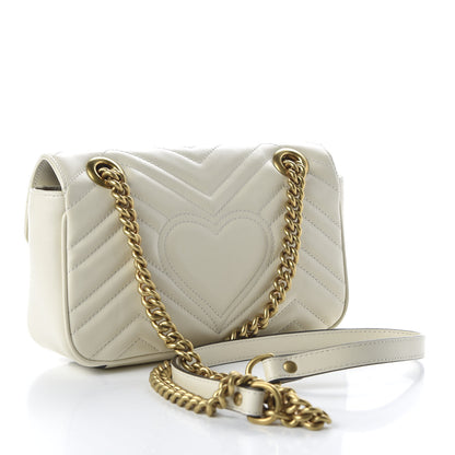 Gucci Calfskin Matelasse Mini GG Marmont Shoulder Bag White 3 of 10