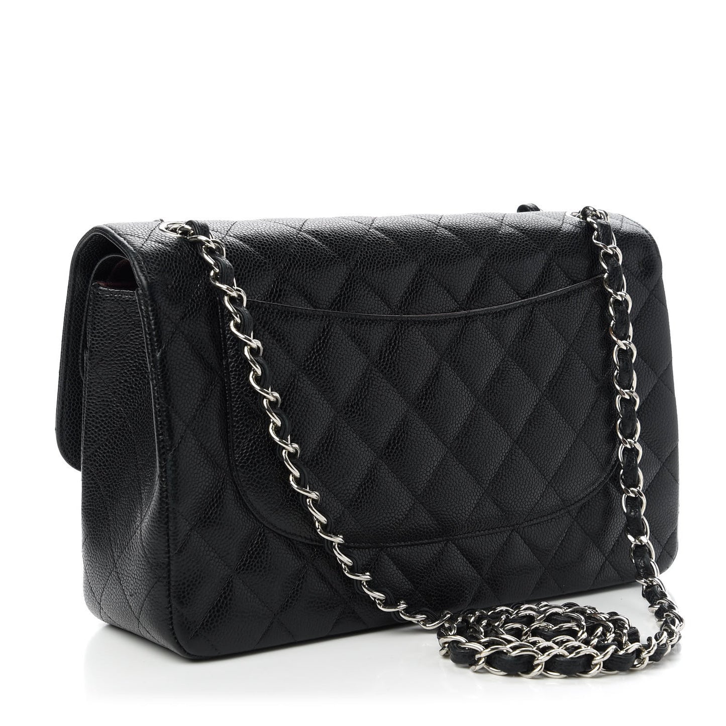 Caviar Quilted Jumbo Double Flap Black