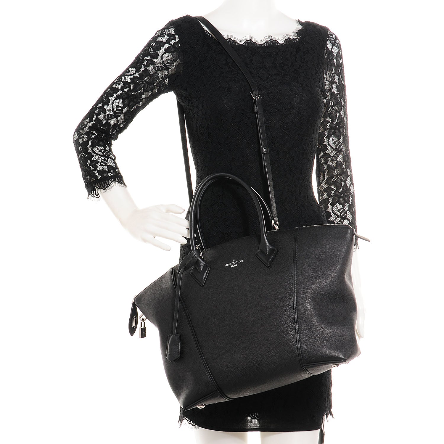 Louis Vuitton Veau Cachemire Soft Lockit MM Black 2 of 10