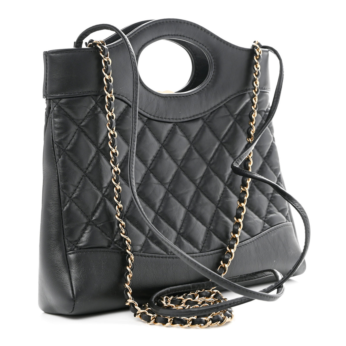 Chanel Aged Calfskin Quilted Mini 31 Shopping Bag Black 3 of 10