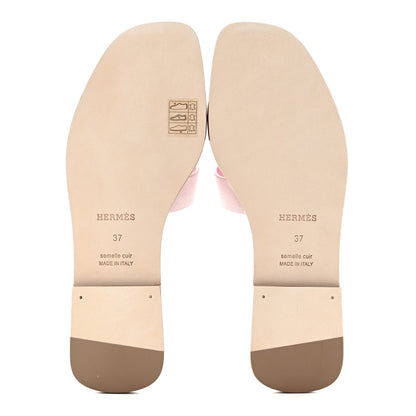Hermes Suede Goatskin Oran Sandals 37 Rose Porcelaine 5 of 9