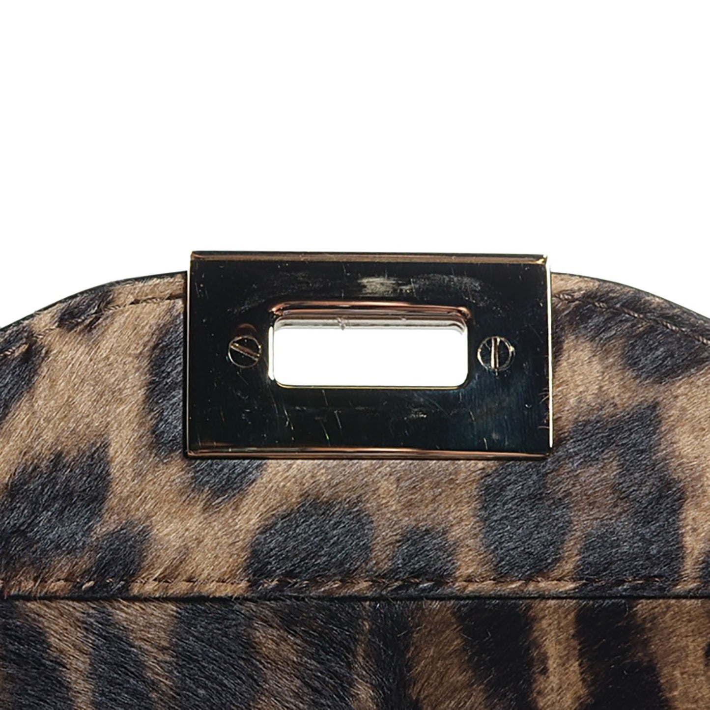 Calf Hair Leopard Print Rockstud Double Handle Tote Leopard