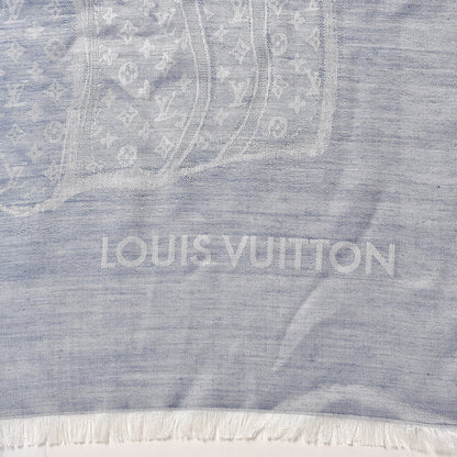 Louis Vuitton Cashmere Silk Steamer Shawl Blue 4 of 6