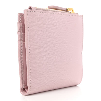 Prada Saffiano Smooth Calfskin Tab Card Holder Compact Wallet Cipria 3 of 8