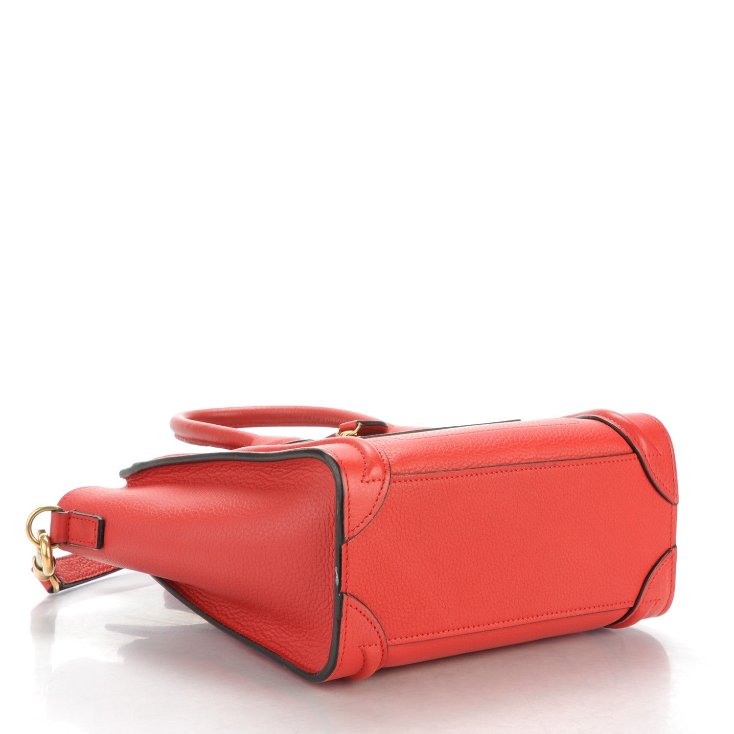 Celine Drummed Calfskin Nano Luggage Coquelicot 4 of 8