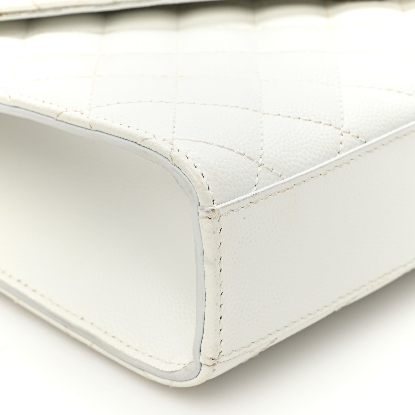 Grain De Poudre Textured Mixed Matelasse Medium Triquilt Monogram Satchel White