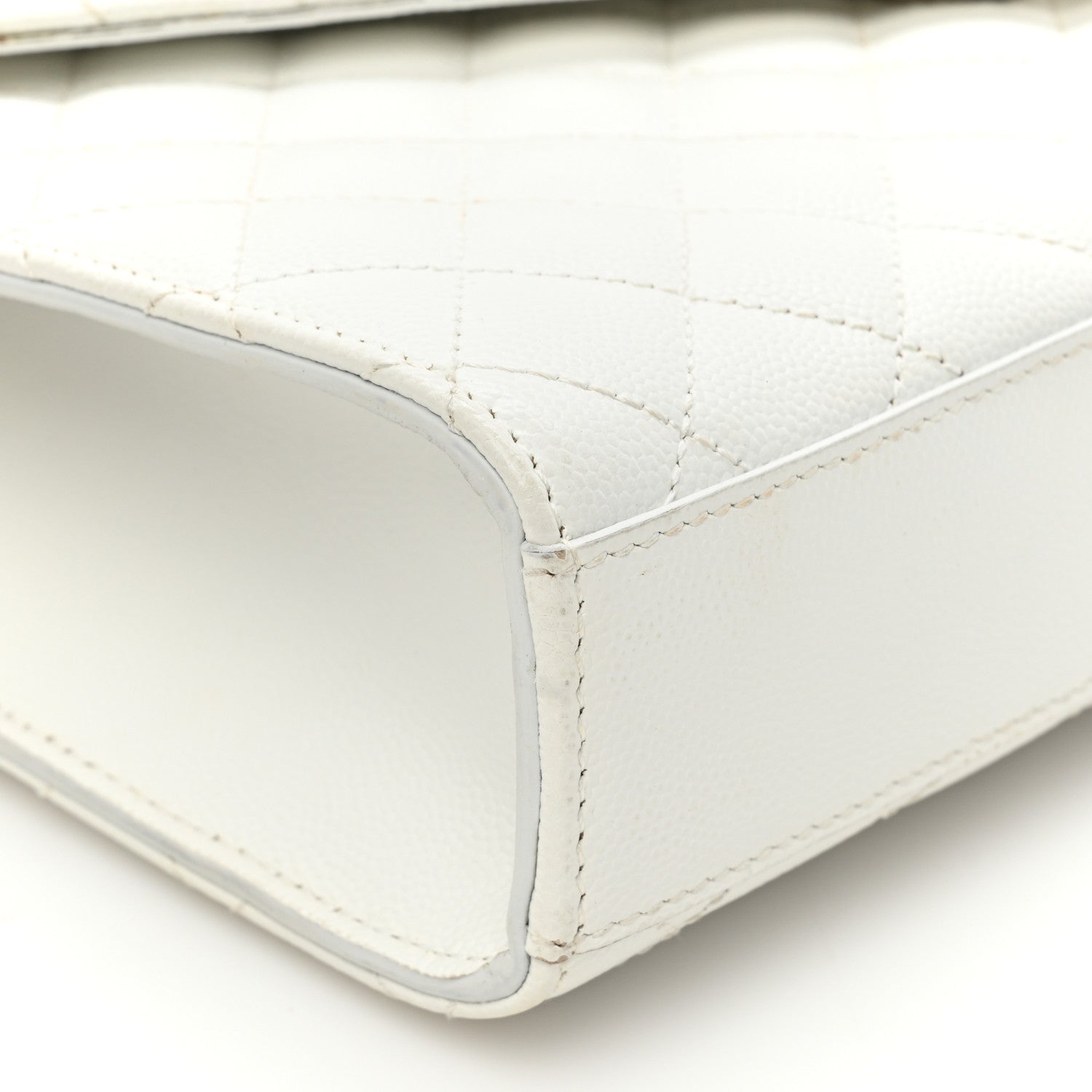 Saint Laurent Grain De Poudre Textured Mixed Matelasse Medium Triquilt Monogram Satchel White 12 of 20