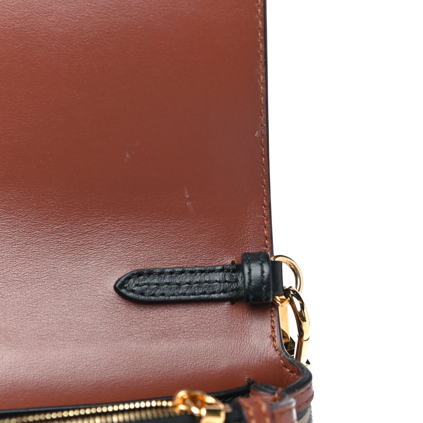 E-Canvas Monogram Stripe Hackberry Crossbody Bag Bridle Brown