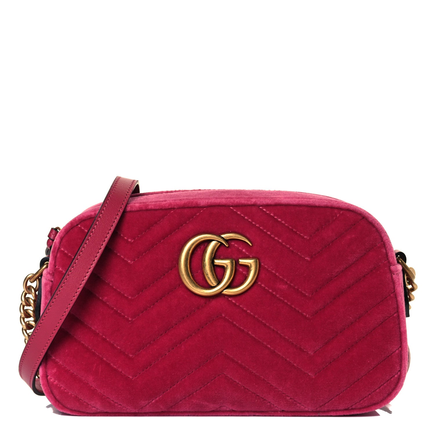 Gucci Velvet Matelasse Small GG Marmont Chain Shoulder Bag Light Raspberry Rose 1 of 8