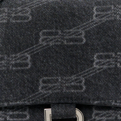 Balenciaga Washed Denim BB Monogram Small Hourglass Top Handle Bag Black 8 of 10
