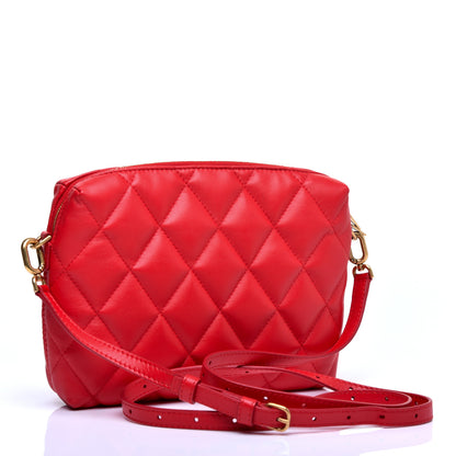 Balenciaga Nappa Calfskin Quilted Touch B Camera Shoulder Bag Bright Red 3 of 11