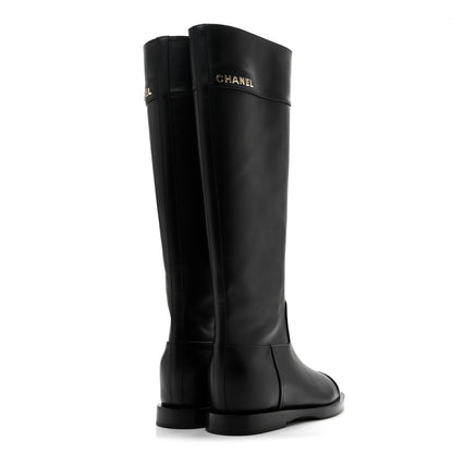 Chanel Calfskin Cap Toe Tall Boots 39 Black 4 of 9