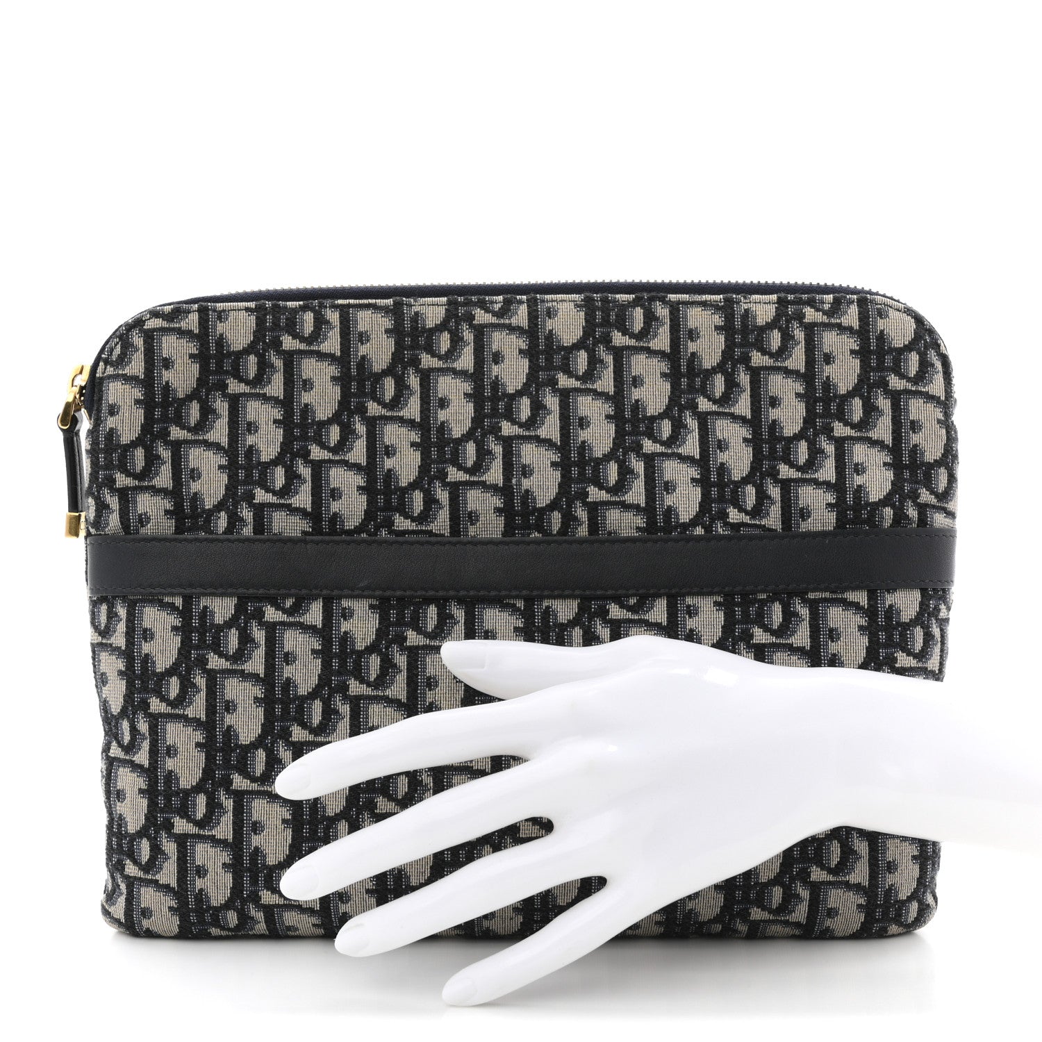 Christian Dior Oblique Pouch Clutch Blue Blue 2 of 7