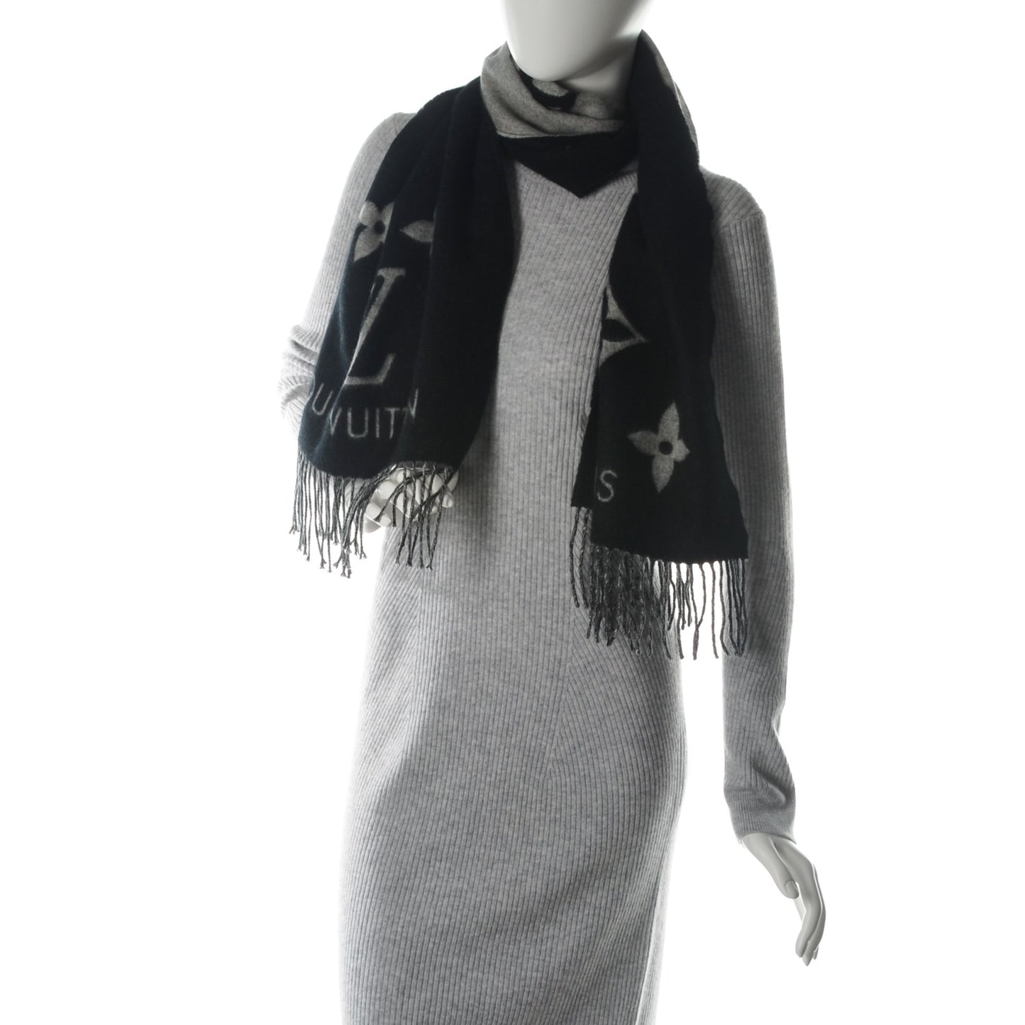 Cashmere Monogram Reykjavik Scarf Black
