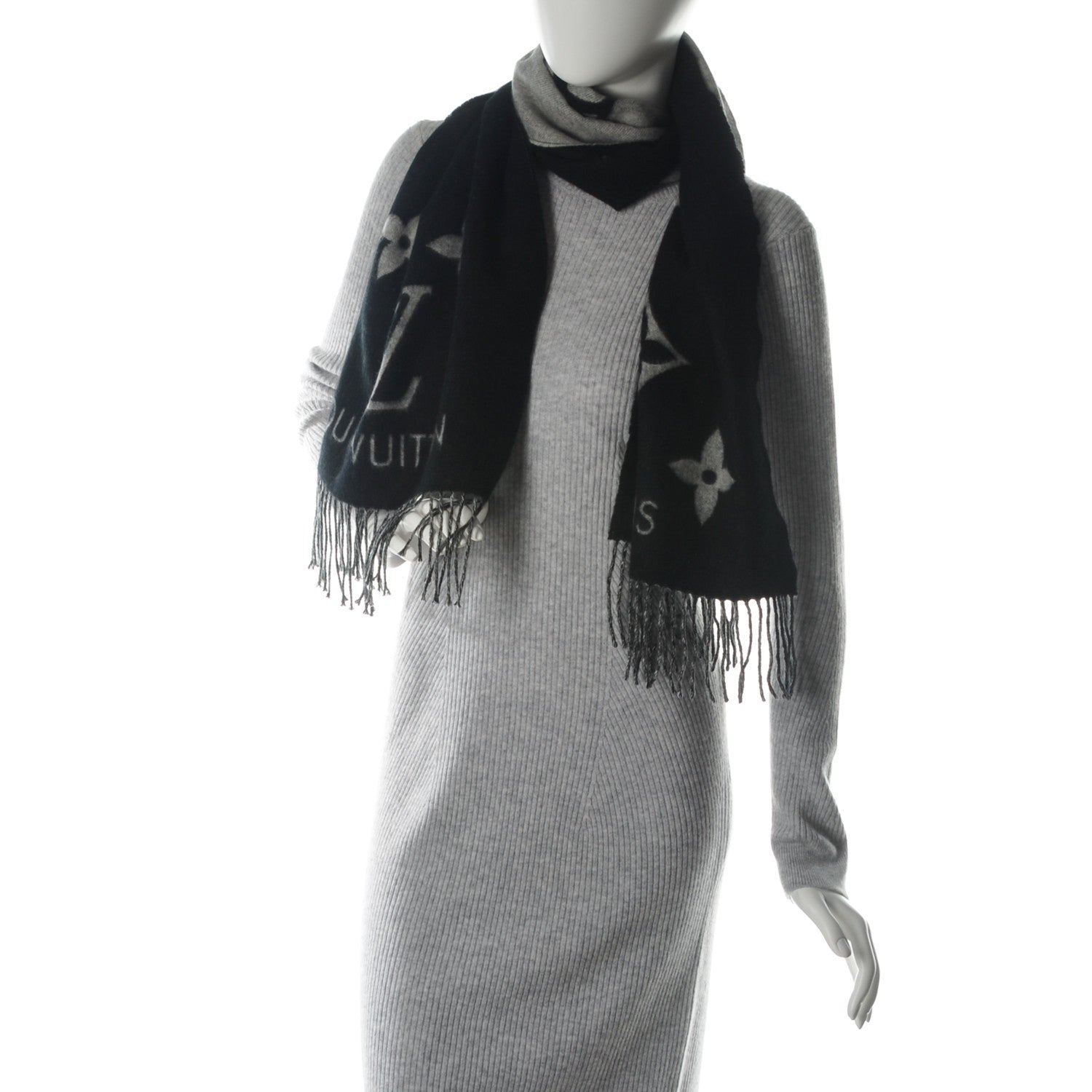 Louis Vuitton Cashmere Monogram Reykjavik Scarf Black 2 of 5